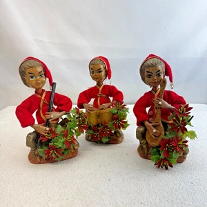 Lotto Elfi Pixie Dorati Vintage MCM Natale Tilso Suonare Strumenti Musicali - Foto 1 di 11