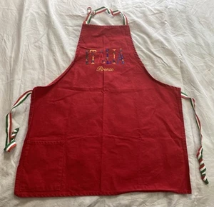 Italia Firenze Floral Embroidered Apron Cotton Cooking Classic Quality Souvenir - Picture 1 of 10