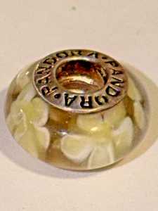 100 % echt, nicht mehr produziert Pandora Murano Glas Bead Charm mit weißen Blumen - Bild 1 von 8