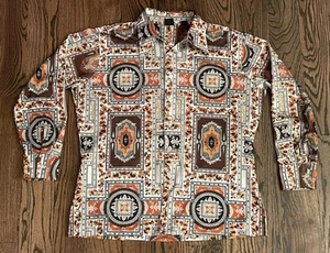 Camisa Joel Vintage Años 70 100% Poliéster Disco Marrón Cuello Abotonado Para Hombre XL - Imagen 1 de 14