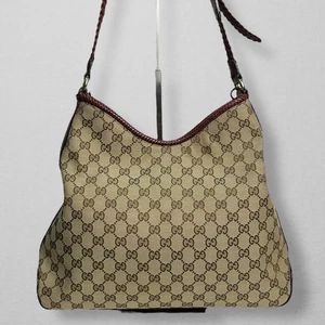 GUCCI Marrakech shoulder bag, canvas, leather, braided from Japan - Picture 1 of 14