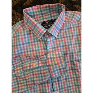 Vineyard Vines Murray Herrenhemd klassische Passform Button-Down rosa blau kariert Medium - Bild 1 von 5