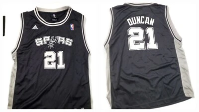 adidas NBA San Antonio Spurs Jersey Nylon Youth XL (18-20) Black Tim Duncan #21 - Image 1 of 4