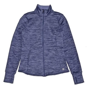 Tek Gear, Blue Striated Striped Fleece Lined Activewear Zip Up Jacket, size M - Picture 1 of 4