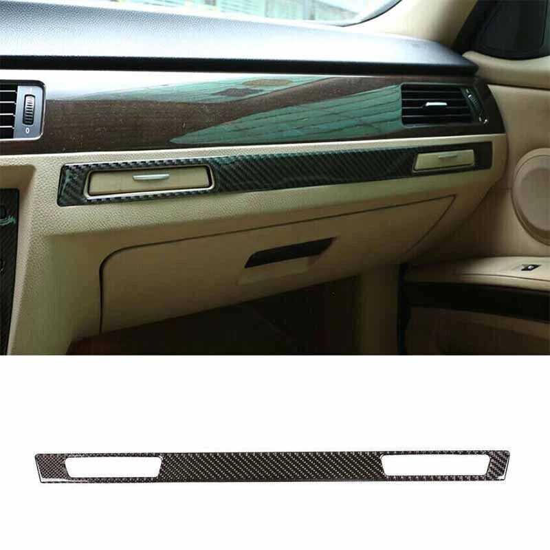 Cubierta de tablero de instrumentos copiloto consola de fibra de carbono real para BMW M3 E90 2008-2013 Foto 1 de 4
