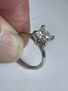950 Platinum Ring Set 1.6 Carat Square Princess Cut Lab Grown Diamond Size J - Picture 1 of 13
