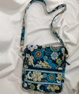 Vera Bradley Floral Crossbody Hipster Bag Blue - Picture 1 of 7