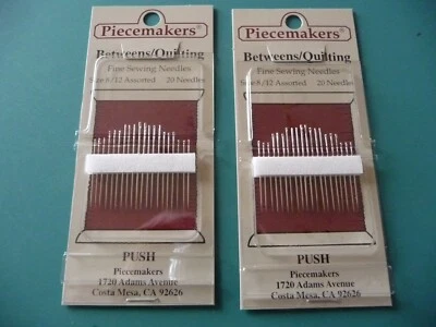 2 pkgs/20 Assorted Sizes #8-12 Piecemakers Betweens/Quilting Hand Sewing Ndls - Image 1 of 4