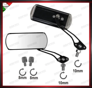 SPECCHIETTI MOTO SCOOTER CUSTOM PER MANUBRIO M8 M10 REGOLABILI NERO DX + SX - Bild 1 von 3
