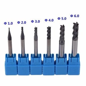 6pcs 1.0mm-6.0mm 4 Flutes Tungsten Carbide End Mill Milling Cutter CNC Tools - Foto 1 di 2