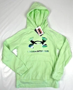 Under Armout Boys Rival Fleece Hoodie, Lime Green Camo Logo, size = Youth XS - Picture 1 of 7