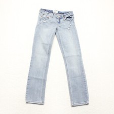 Aeropostale Bayla Womens Size 00 Short Blue Skinny Distressed Stretch Denim Jean