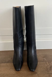 Madewell Dimes Kitten Tall Heel Knee Boots Crinkle True Black Womens Sz 6.5 $298 - Picture 1 of 12