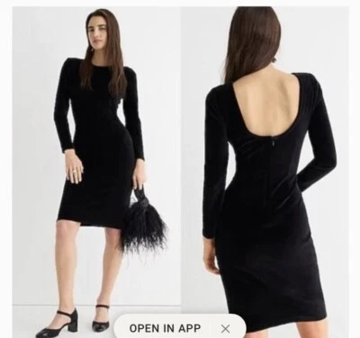 J CREW scoop back sheath dress in Italian velvet NWT black size 24 long sleeve - Image 1 of 4