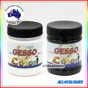 250ml GESSO Non-Toxic Water Based WHITE BLACK - Picture 1 of 3