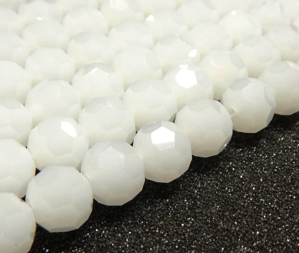 Weiße Jade Perlen 6mm FACET KUGELN 40stk HALBEDELSTEIN Schmuck Bastel G270 - Bild 1 von 4