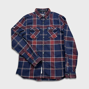 Superdry Camisa Hombre Mediana Azul A Cuadros Botones Rayas Franela Manga Larga - Imagen 1 de 8
