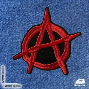 1pc Anarchy Red Symbol Government Embroidered Patch Iron On Cloth Craft #2630 - Picture 1 of 1