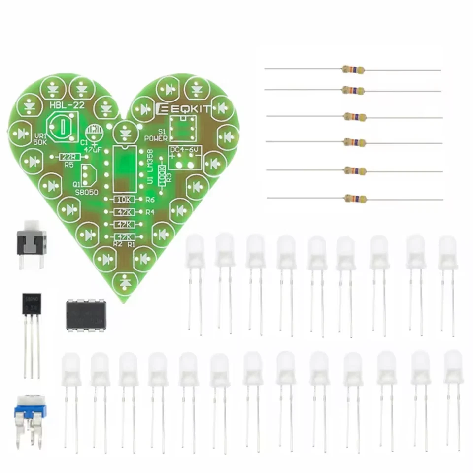 DIY Kit Heart Shape Breathing Lamp Kit Breathing LED Suite Red White Blue Green  - Image 1 of 4