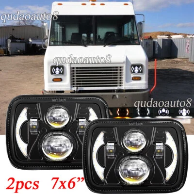 Fit Freightliner MT-35 MT-45 MT-55 Stepvan 2PC 5x7" LED Headlight Hi/Lo DRL Beam - Image 1 of 4