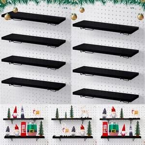Qunclay 8 Pack Pegboard Shelf Set Wooden Shelves with Metal Brackets Hook Wal... - Picture 1 of 7