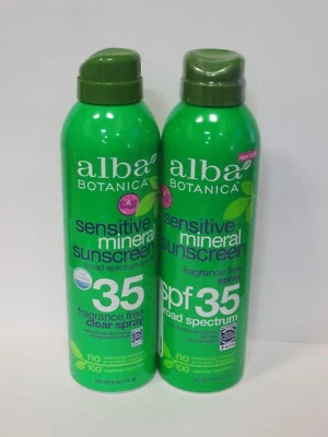 ALBA BOTANICA SENSITIVE MINERAL SUNSCREEN SPF 35 FRAGRANCE FREE 6 OZ *LOT OF 2* - Image 1 of 3