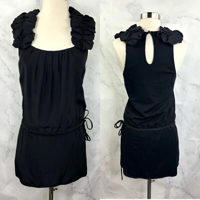 Vestido Thread Social Seda 0 XS Negro Cachicho Volantes Cóctel Coqueto Romántico Foto 1 de 4