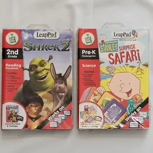 LeapPad New Unopened Shrek 2 & Stanley Suprise Safari Books w/ Cartridges - Picture 1 of 6