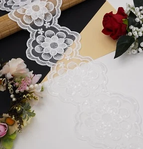 1 Yard White Guipure Lace Trim sequence embroidery Daisy Edging Sewon wedding - Picture 1 of 4