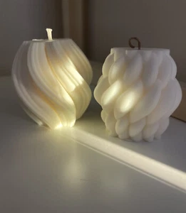 Decorative Candles, Soy Wax, Aesthetic, Home Decor, Set Of 2, Swirl Shaped - Picture 1 of 8