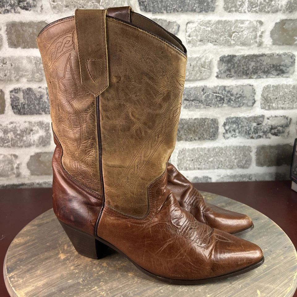 Botas vaqueras occidentales Oak Tree Farms para mujer de cuero marrón talla 6 Foto 1 de 4