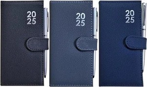 2025 Week To View Premium Padded Slim Pocket Diary Stud Close Diary With Pen - Picture 1 of 35