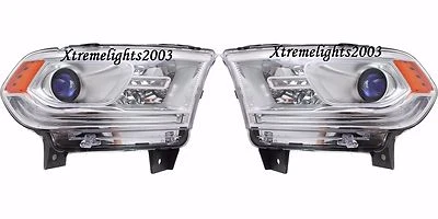 DODGE DURANGO 2014-2015 HEADLIGHTS HEAD LAMPS LIGHTS W/O LED PAIR CHROME - Image 1 of 2