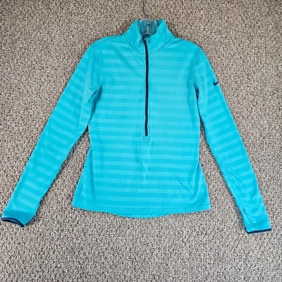 Nike Pro Pullover Womens Medium Long Sleeve 1/2 Zip Striped Inner Micro Fleece - Image 1 of 4