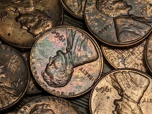 2 rolls AU 1964 copper cents with some toning - Picture 1 of 11