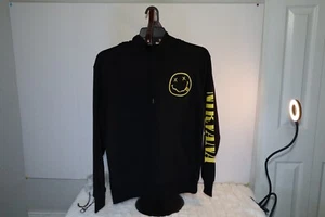 NIRVANA SMILEY GRAPHIC BLACK WITH YELLOW LOGO HOODIE SWEATER MENS SIZE M MEDIUM - Picture 1 of 4