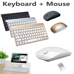 Mini USB 2.4G Tablet PC Computer Wireless Keyboard & Mouse Combo Full Size Slim - Picture 1 of 16
