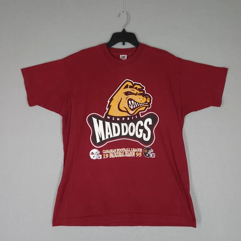 Vintage Memphis Mad Dogs Shirt Mens XL Gray Canadian Football League Tee CFL 90s Cover
