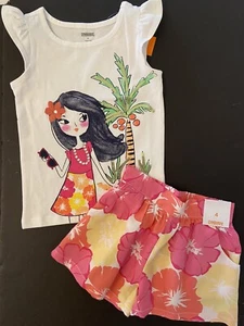 NWT Girls 5 Gymboree “FRUIT PUNCH” Cotton/Rayon Hibiscus Coulotte SKORT & TOP - Picture 1 of 6