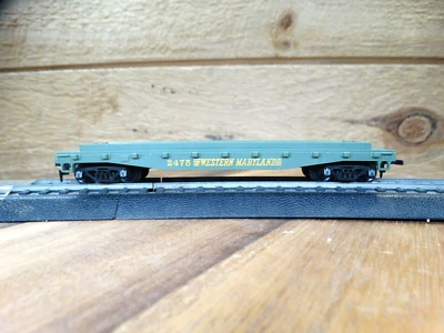 Tyco HO Scale 40' Western Maryland 2475 Railroad Flat Car & Culvert Carriage  - Image 1 of 4