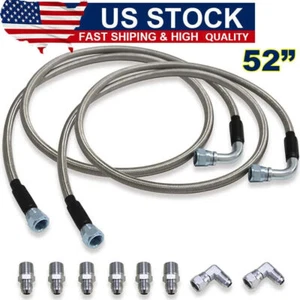 SS Braided Transmission Cooler Hose Lines Fittings For TH350/700R4 52" ※ - Picture 1 of 13