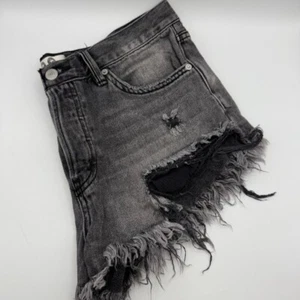 We The Free Distressed Denim Shorts Risse ausgefranste schwarze Waschung Damengröße 28 - Bild 1 von 7