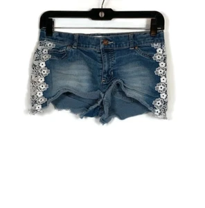 Jordache Blue Lace Denim Stone Wash Shorts Size 16 - Picture 1 of 3