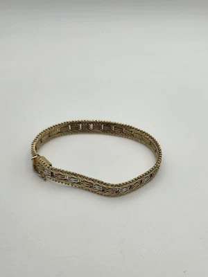 Pulsera italiana tricolor de plata de ley 17,74 g 925 ITALIA Chevron texturizado... Foto 1 de 4