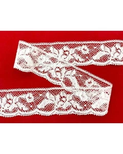 Passamaneria Merletto Pizzo Valencienne Bianco Ricamo Fiore Alto Cm 2,5 486241 - Imagen 1 de 4