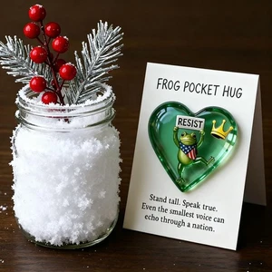 Heartfelt Pocket-Sized Portable Supportive Sentiment-Filled Frog Pocket Hug Card - Picture 1 of 6