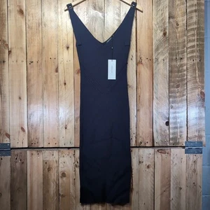 Vestido Karen Millen ceñido al cuerpo corte bajo acanalado talla pequeña Reino Unido 8 a 10 azul marino NUEVO - Imagen 1 de 15
