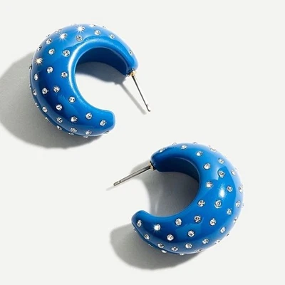 Pendientes de aro J Crew gruesos brillantes azules Foto 1 de 2