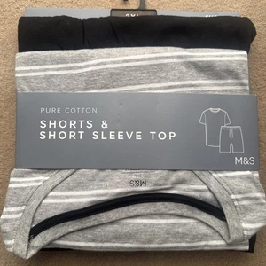 M&S Collection Pure Cotton shorts and short sleeve top Pyjama Set size 3XL BNWT - Picture 1 of 5