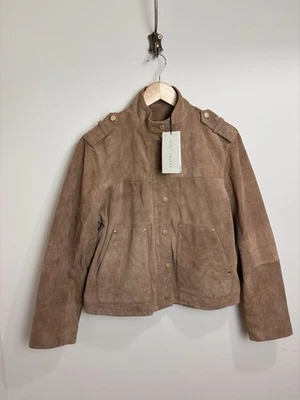 Mint Velvet Suede Bomber Jacket UK M Brown Gold Fastening Boho Western RRP £285 - Image 1 of 4